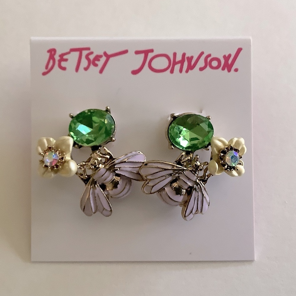 Betsey Johnson Bee Flower Cluster Stud Earrings New